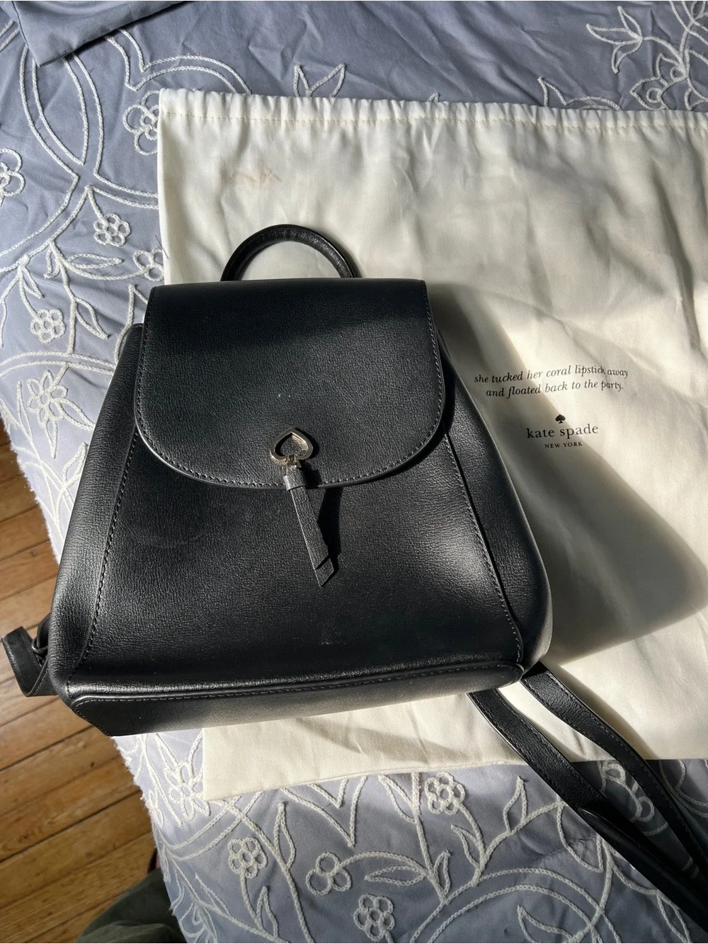 kate spade Black Leather Mini Backpack with Spade Lock